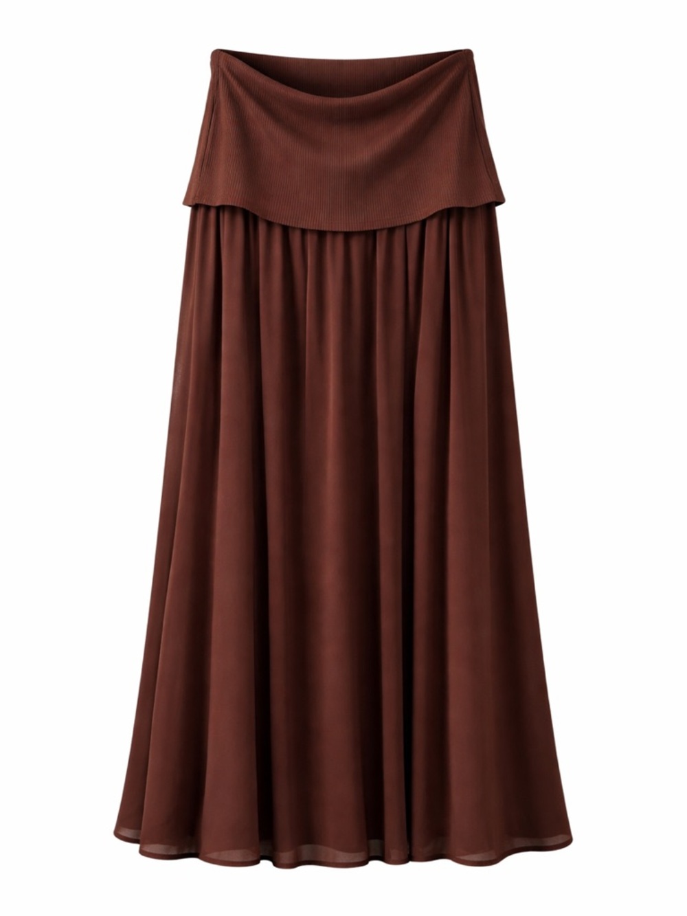 Anthro Brown Maxi Skirt 1X Flowing Boho | Elastic Waist